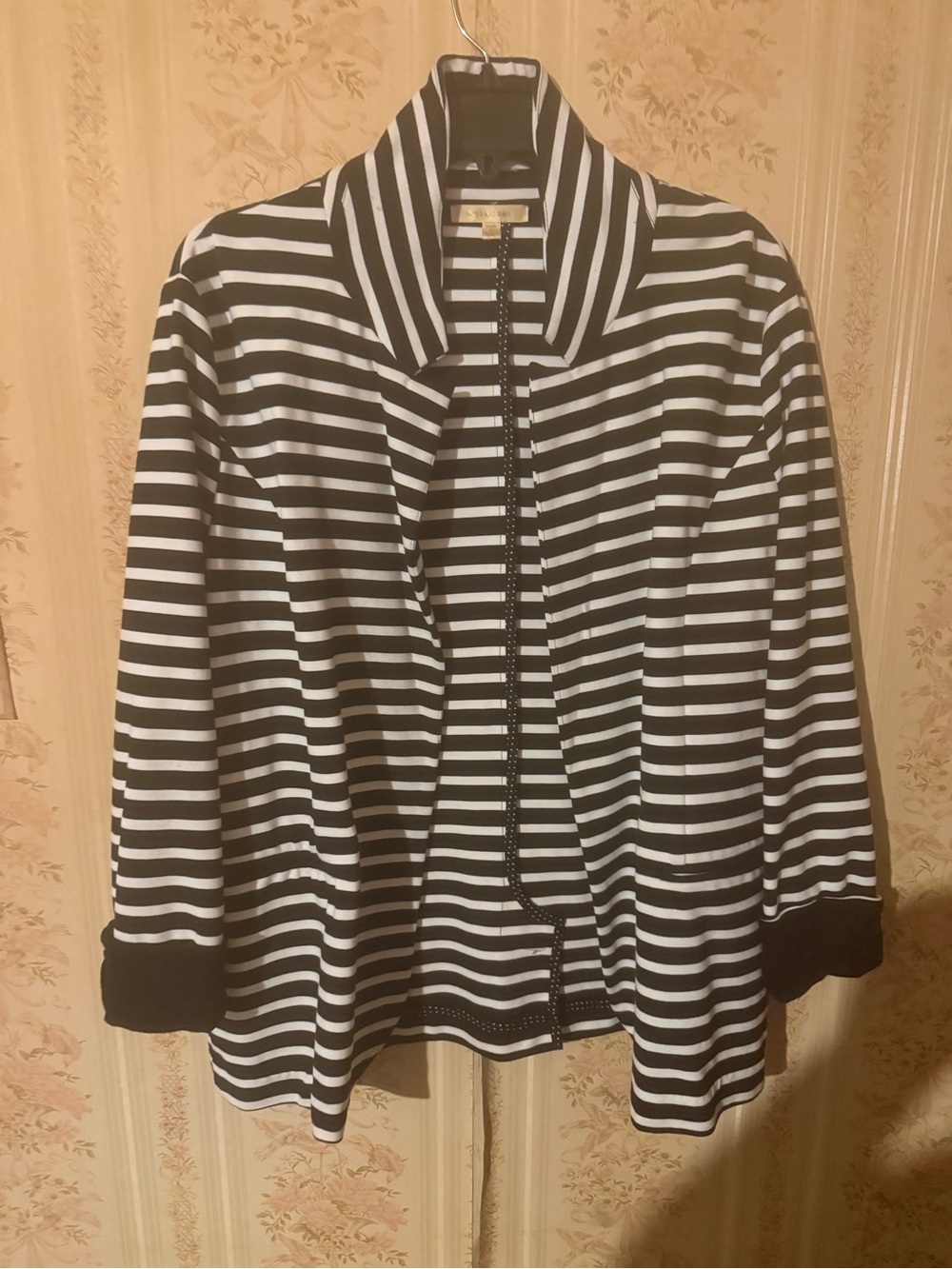 Skies Are Blue Black & White Striped Blazer